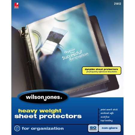 ACCO Acco Brands W21412 Heavy Weight Top-Loading Sheet Protectors; Non-Glare; 50 Per Box W21412